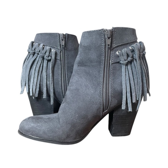 Carlos Santana Grey Suede Booties Fringe Side Zip Size 7.5 - Picture 3 of 8
